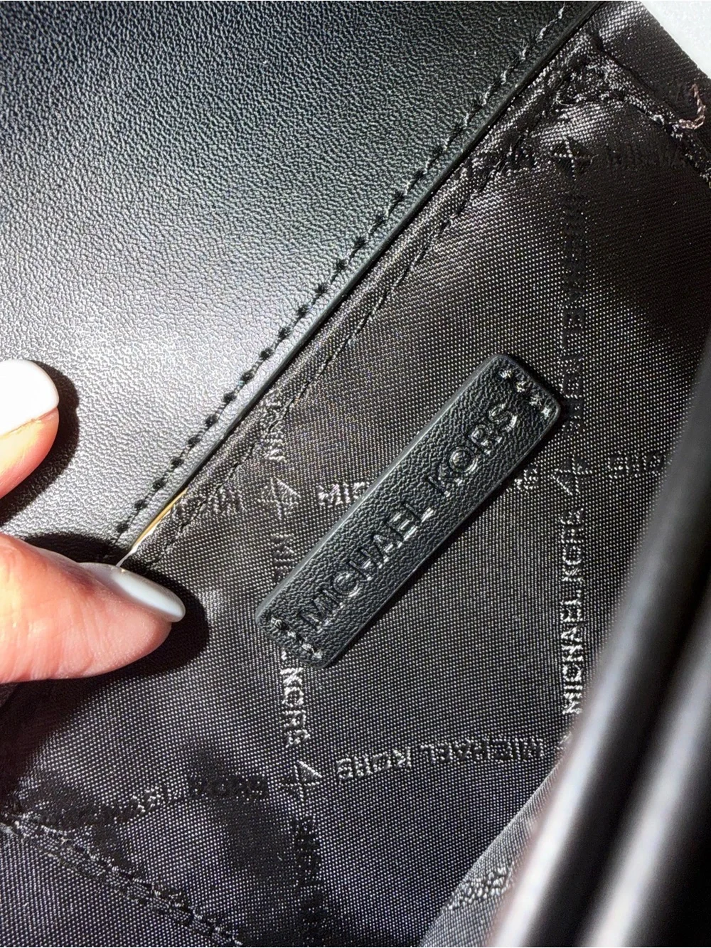 Michael Kors Black Leather Chain-Strap Wristlet Crossbody